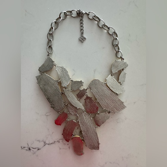 BCBG Chunky Tribal Statement Necklace in Bone and Silver - Picture 6 of 6